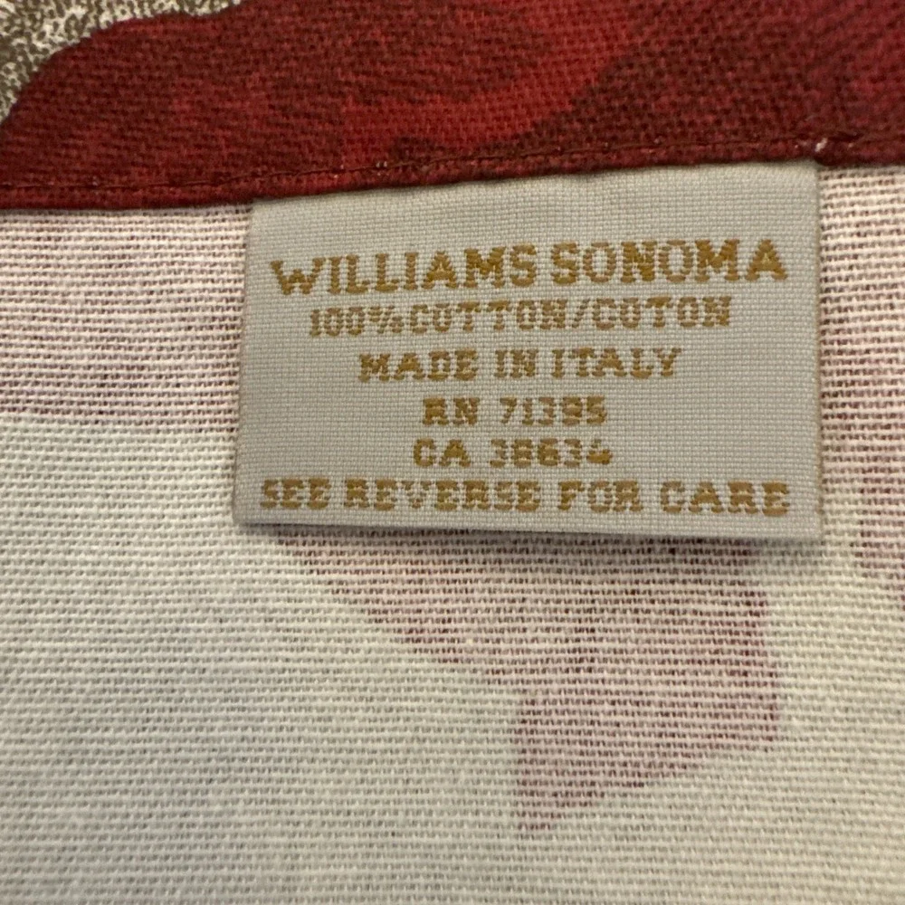 WILLIAMS SONOMA Set Of 4 Red TOILE French Prairie Cottage Cotton Napkins ITALY